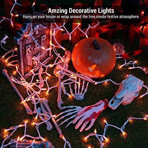 Brizled Halloween Lights Outdoor, Orange Lights 300 Count, 69.6ft, Likable