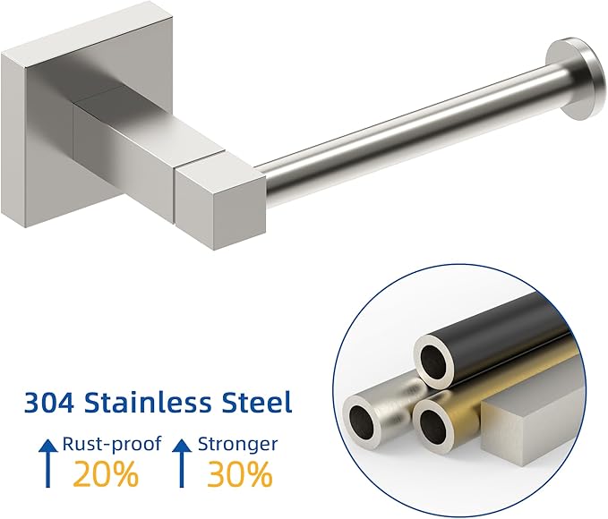 RUACQ Toilet Paper Holder Wall Mount,Square Base Tissue Roll Holder for Bathroom,Toilet Roll Holder Stainless Steel(Brushed Nickel)