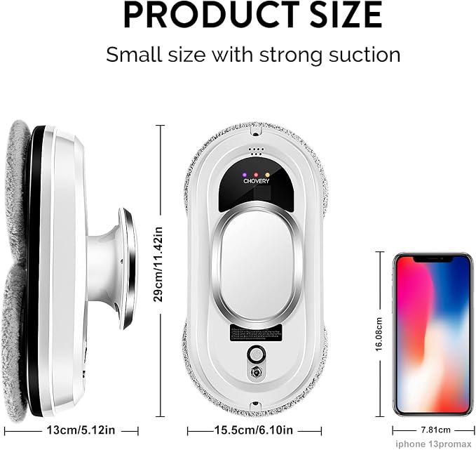 CHOVERY Window Cleaner Robot,Smart Glass Cleaning Robotic with 5600Pa Strong Suction,Remote Control Window Cleaning Robot for Windows/Tiles/Class Door