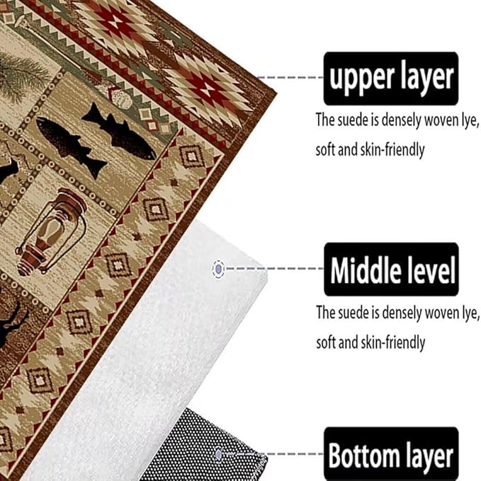Cabin Bear Rugs for Living Room Luxury American Country Style Large Carpet Non-Slip Moose Deer Rug Pine Cone Floor Mat 6'x9'