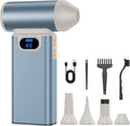 Metal Electric Compressed Air Duster, 300000RPM High Speed Rechargeable Air Blower&Pump for Leaf Blower with Digital Display, 4-Speed Modes-Brushless Motor Mini PC Dust Cleaner with Light(Silver)