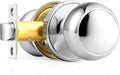 Probrico Polished Chrome Passage Door Knob, Interior Door Lock for Hallway Closet, Keyless Round Ball Knob Handle, No Locking, 1 Pack