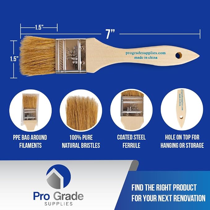 Pro Grade - Chip Paint Brushes - 96 Ea 1.5 Inch Chip Paint Brush