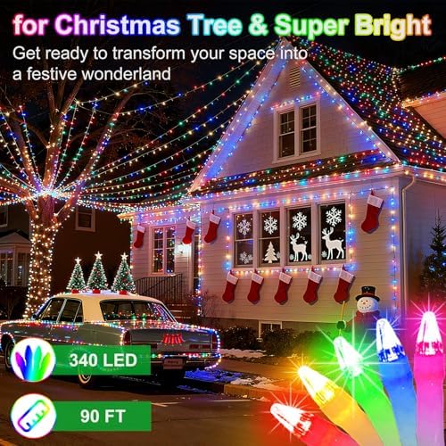 340 LED 90FT Christmas String Lights Outdoor, 12 Pro Modes with Timer