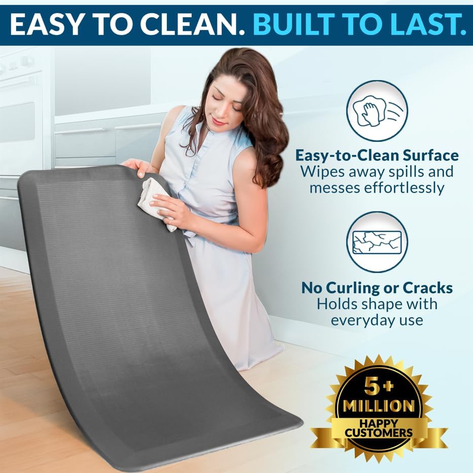 ComfiLife Anti Fatigue Floor Mat – 3/4 Inch Thick Kitchen Mats for Floor, Standing Desk Mat, Kitchen Rug – Comfort at Home, Office – Durable – Stain Resistant – Non-Slip Bottom (20" x 32", Charcoal)