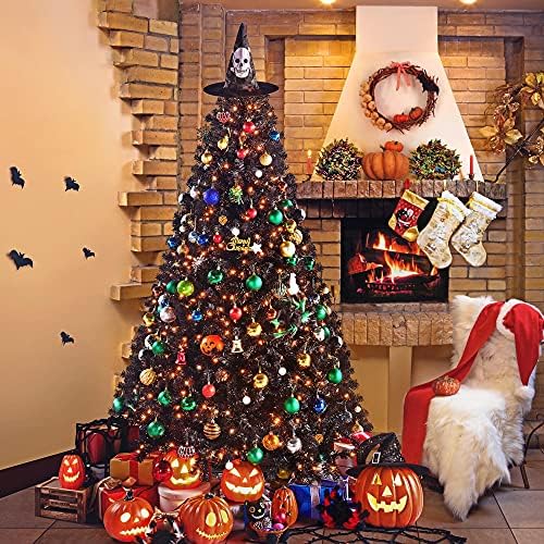 Yaheetech 7.5ft Pre-lit Christmas Tree with 550 Warm White Lights, Black