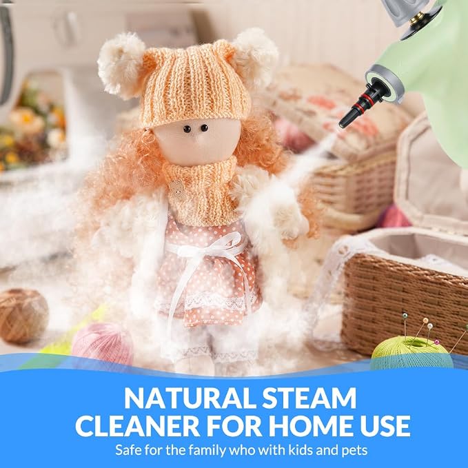 Handheld Pressurized Steam Cleaner with 12 pcs Accessories, Portable Steamer for Cleaning, Steam Cleaner for Home Use, Steamer for Cleaning Car, Furniture, Floor, Upholstery, Grout and Tile, Green
