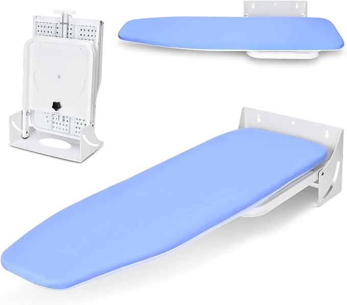 180° Swivel Wall Mounted Ironing Board 38.7 x 12 Inch Heavy Duty | Ironing Board with Heat Resistant Cover, Space Saving Wall Mount Folding Ironing Boards for Small Spaces Home Laundry Room
