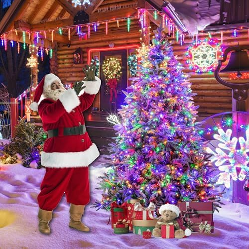 Sunnyglade 6ft Artificial Snow Flocked Christmas Tree with 400 LED Lights