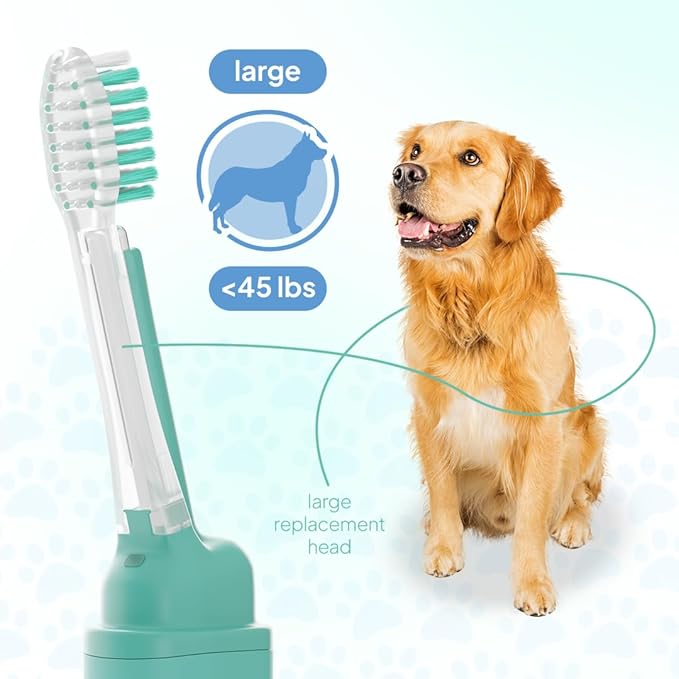 Electric Dog Toothbrush Large | Silent and Vibration-Free | Vet-Developed Electrolytic Technology | No Toothpaste Needed | Built-in Timer and App | Large Brush Head for Dogs Over 44 lbs