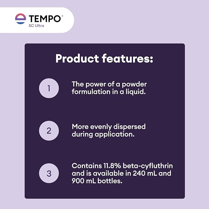 Tempo SC Ultra Insecticide Concentrate 900 ml | Fast-Acting Residual Pest Control | Liquid Indoor/Outdoor Bug Killer | Broad-Spectrum Control for Ants, Spiders, and Other Crawling Insects.