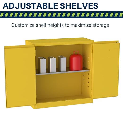 Jamco 30 Gallon Steel Flammable Safety Cabinet, Manual Doors, Yellow | All-Welded Double-Wall Steel Flammable Storage Cabinet, Lockable Doors, 43"W X 18"D X 44"H, Osha & Fm Certified, Made In Usa