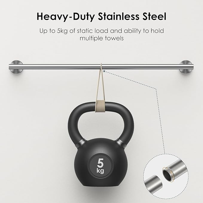 FORIOUS Bathroom Hardware Accessories Set, SUS304 Stainless Steel Towel Bar Set, Modern Towel Racks Holder for Bathroom, Toilet Paper Holder Wall Mounted 8 Pieces(24" Bar, Brushed Nickel, 2 Pack)