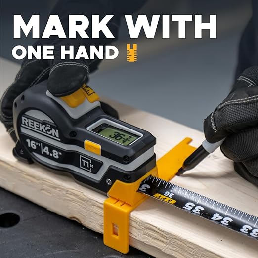 REEKON T1M Utility Digital Tape Measure 25 ft (English) – Bluetooth Smart Measuring Tool, 1/32” Accuracy, Saves 1000+ Measurements, LCD Display, 150 Hour+ Battery Life & Rechargeable