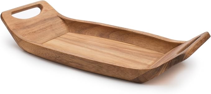 Ironwood Gourmet Norwegian Saddle Serving Tray, 9 x 18 x 3 inches, Brown