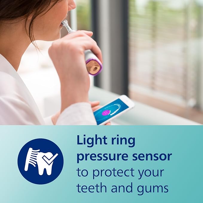 Philips Sonicare DiamondClean Smart 9700 Electric Toothbrush - Sonic Toothbrush with App, Pressure Sensor, 15 Brushing Settings, Replacement Reminder, USB Charging Travel Case, Rose Gold, HX9957/81