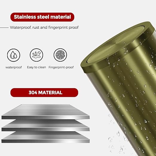 9L/2.4Gal Antique Bronze Bathroom Trash Can, Small Flip Garbage Can with Lid,Brushed,Single-Layer,Trash Bin for Laundry，Hotel，Office， Laundry Room (Bronze)