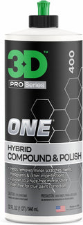 3D One Car Scratch & Swirl Remover Hybrid Rubbing Compound & Polish Buffing Compound for True Paint Correction 32oz Made in USA