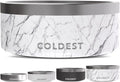 Coldest Dog Bowl - Anti Rust Metal, Non Slip, 3 Layers Insulated Stainless Steel Dog Bowls - Spill Proof & Heavy Duty - Water Bowl for Dogs, Cats & Pets, Dish Washer Safe (100 oz, Carrara Marble)