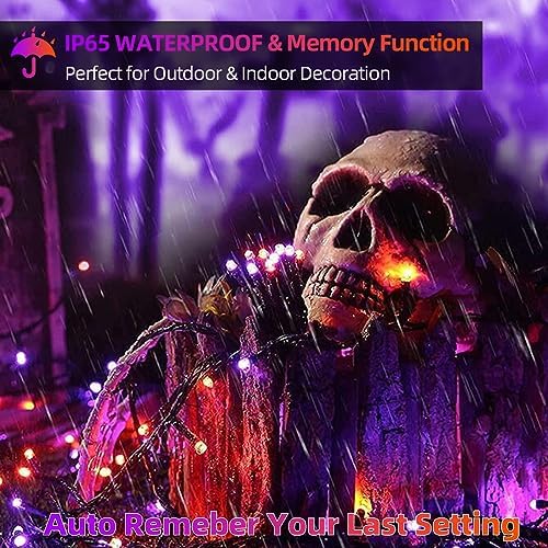 MZD8391 105FT 300LED Halloween Light, Orange Purple Christmas Light & Music