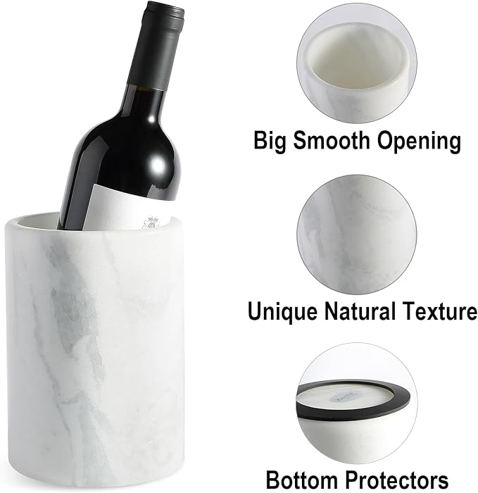 BCS Marble Wine Bottle Chiller - Versatile Wine Chillers for Bottles - Applicable to Kitchen Utensil Holder/Makeup Brush Holder/Pen Holder for desk That Also Serves as Lamp Shade