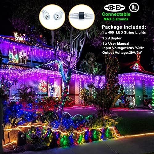 Icicle Lights for outside 33FT 400 LED Purple Halloween Lights Outdoor