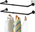 Oroonoko 2PCS 36inch Industrial Pipe Clothes Rack Wall Mount For Hanging Rod Bar for Laundry Room Plant Hanger Indoor Up to Max Load 132lbs Black (36 inch(2 Packs))