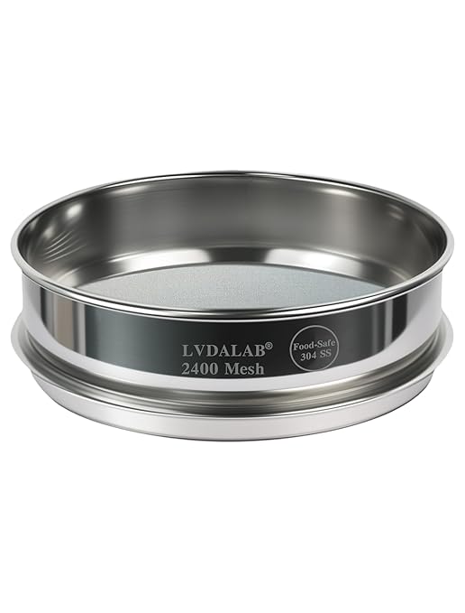 All 304 Stainless Steel 2400 Mesh Test Sieve (0.002mm Aperture), 8 Inch/20cm Diameter, Ultra Fine Micron Filter for High Precision Industrial & Scientific Research