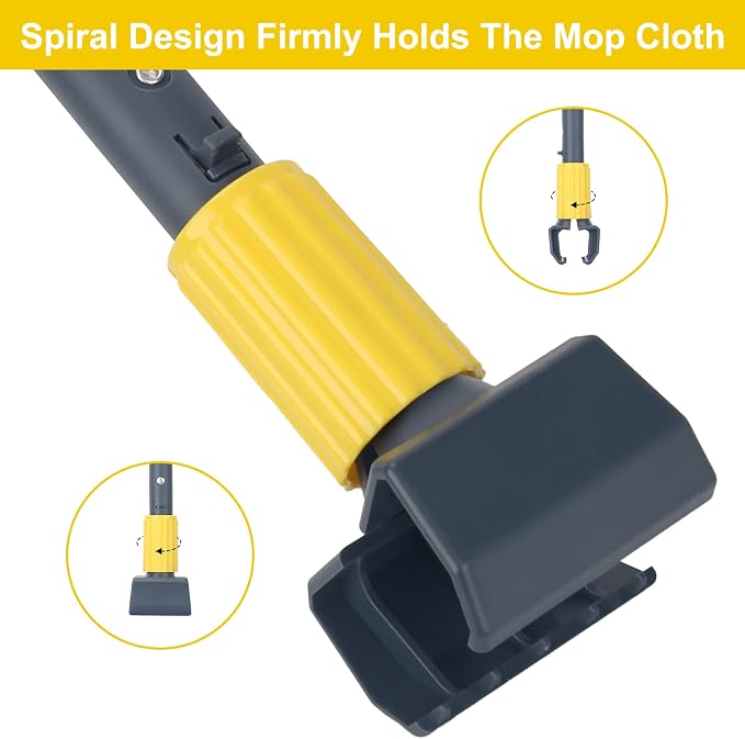 KeFanta Metal Mop Handle Commercial Heavy Duty,58" Industrial Mop Stick with Jaw Clamp,Wet Gripper Mops Head Replacement Holder for Floor Cleaning