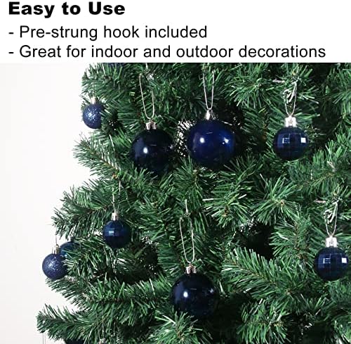 Navy Blue 2.5" Christmas Balls Christmas Tree Decoration Ornaments Shatterproof Hanging Balls for Birthday Halloween Holiday Wedding Decorations Set of 36pcs