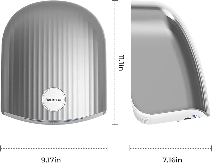 Commercial Hand Dryer Bathroom 110V Compact Electric Hand Dryers for Bathrooms Commercial High Speed Plug in Hand Dryers Home LED Work Light and Low Noise Silver