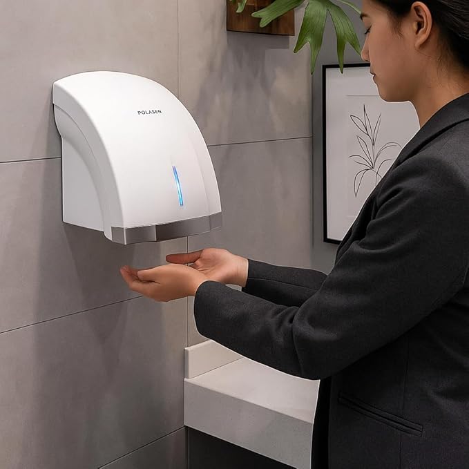 Hand Dryer for Home Bathroom White ABS Cover Noise Reduction Easy Installation Plug in for Household
