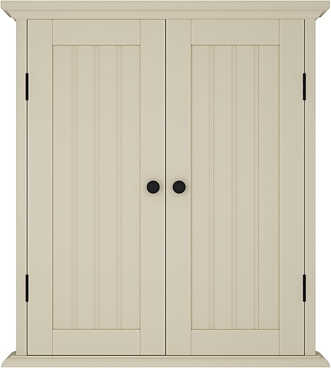 ChooChoo Bathroom Wall Cabinet, Over The Toilet Space Saver Storage Cabinet, Medicine Cabinet with 2 Door and Adjustable Shelves, Cupboard, Cream Yellow