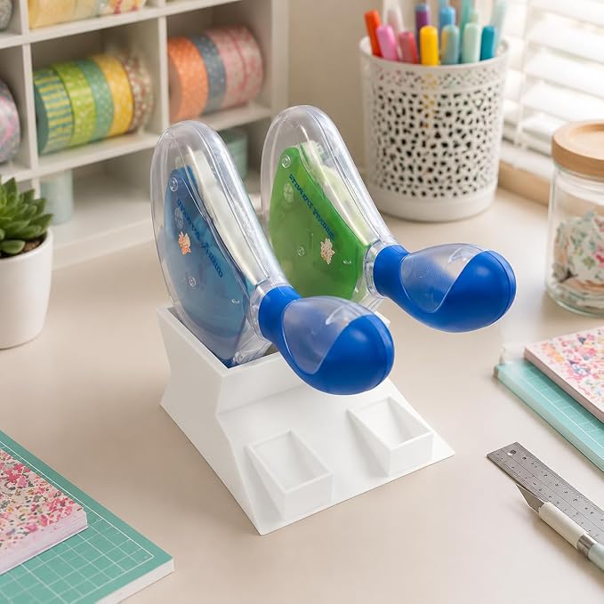 Double-Sided Tape Holder, Tape Gun Organizer Compatible with EZ Grand, Blue