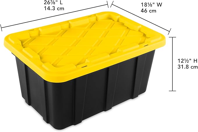 Sterilite 24-Pack Industrial Tote, Plastic Storage Container Bins with Lids, 17 Gallon - Heavy-Duty Organizing Containers for Closet, Bathroom, and Office