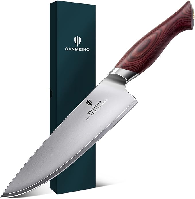 Chef Knife 8 Inch, High Carbon 10Cr15MoV Stainless Steel | Professional Ultra Sharp Japanese Cooking Knife, Kitchen Knife with Ergonomic Pakkawood Handle