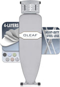 oleaf Ironing Board with Cover and Thicken Pad Height Adjustable Full Size Foldable Iron Board with Iron Rest, Stable Steel Legs, Metal Construction, Heat Resistant, Silver