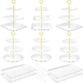 Dessert Table Display Set 13PCS, 3-Tier Cupcake Stand Set with Metal Gold Rods, 3 Round & 3 Square Dessert Stands, 4 Serving Trays & 3 Tongs for Wedding Birthday Baby Shower Party Decor