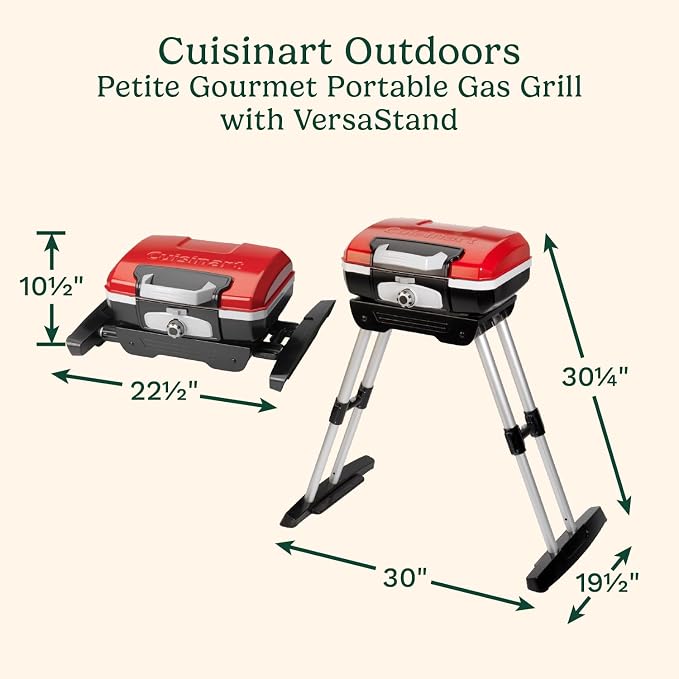 Cuisinart Gas Grill w/VersaStand, Petite Gourmet, Portable, 5,500 BTU