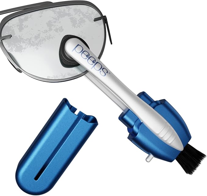 Peeps Glasses Cleaner - for Eyeglasses, Reading Glasses, and More - Lens Cleaner with Carbon Microfiber Tech-Soft Touch Blue-1 Count (Pack of 1)