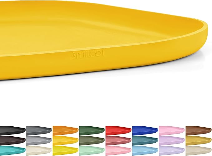 SMILOOL Waterproof Silicone Pet Food Mat with Raised Edge for Dog & Cat | 12" x 12" Non-Slip Small Pet Feeding Mats with Lip for Food & Water Bowl, Food Grade, Easy Cleaning, Vivid Yellow