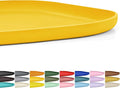 SMILOOL Waterproof Silicone Pet Food Mat with Raised Edge for Dog & Cat | 12" x 12" Non-Slip Small Pet Feeding Mats with Lip for Food & Water Bowl, Food Grade, Easy Cleaning, Vivid Yellow
