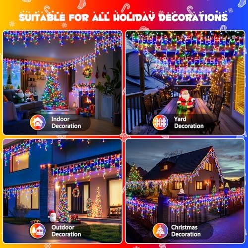 JMEXSUSS 800 LED Christmas Icicle Lights Outdoor Plug in