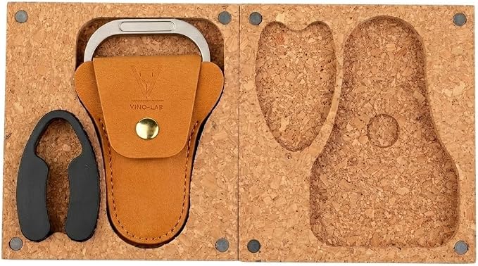 VinoLab Ah So Wine Opener, Two-Prong Cork Remover for Vintage Bottles and Delicate Old Corks, Sommelier Style Cork Extractor with Protective Cover and Gift Box