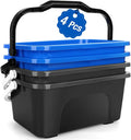 3 Gallon Mop Cleaning Water Bucket with Handle,4 Pack | Compact Square Plastic Bucket for Window Cleaning | Car Washing | Mopping & Household Cleaning Supplies Organizer Wash Bucket