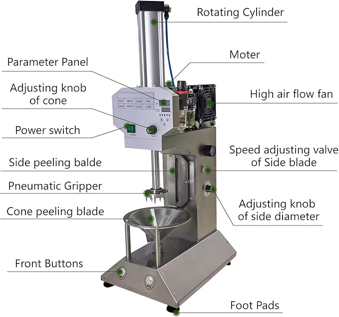 Automatic Coconut Shelling Trimming Machine with Integrated Coconut Opener High Capacity 1 PCS/6-10s Peeler Coconut Cutter Tool for Efficient Skin Removal & Top Trimming, 800W,Need to Connect Air Pump