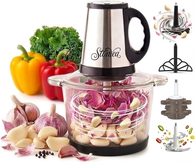 Electric Garlic Peeler & Chopper 300W – Automatic Garlic Peeler Machine with 2L Jar & Dual Blades, Electric Garlic Mincer, Vegetable Chopper & Silicone Garlic Peeler Skin Remover Tool