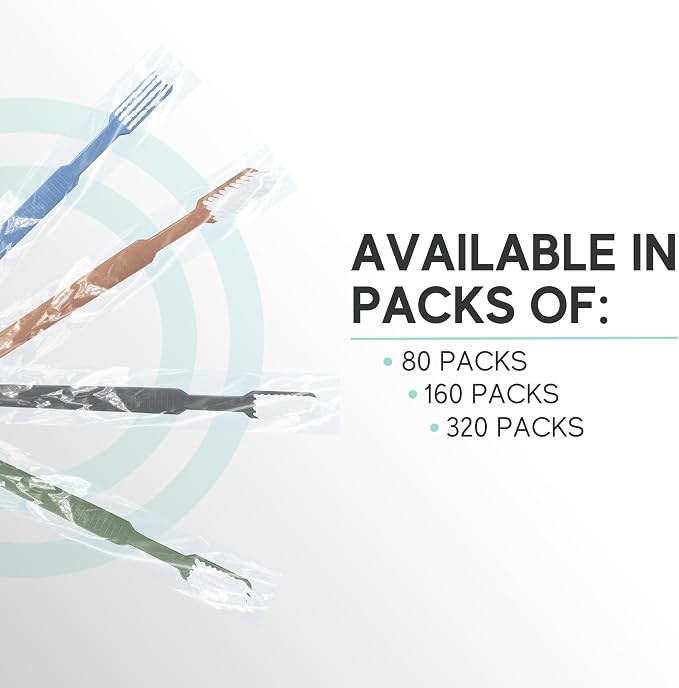 Avistar 320 Prepasted Disposable Toothbrushes Individually Wrapped - Single Use Pre Pasted Disposable Toothbrushes with Toothpaste Built in - Waterless Toothbrush for Travel, Guests, Hotel, & Camping