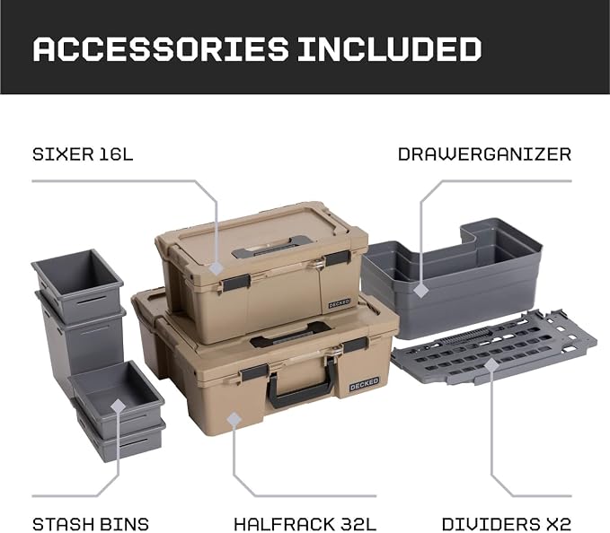 DECKED Truck Bed Storage System Includes System Accessories | Compatible with RAM 1500 (2019-Current New Body Style/Redesigned DT) 6'4" Bed