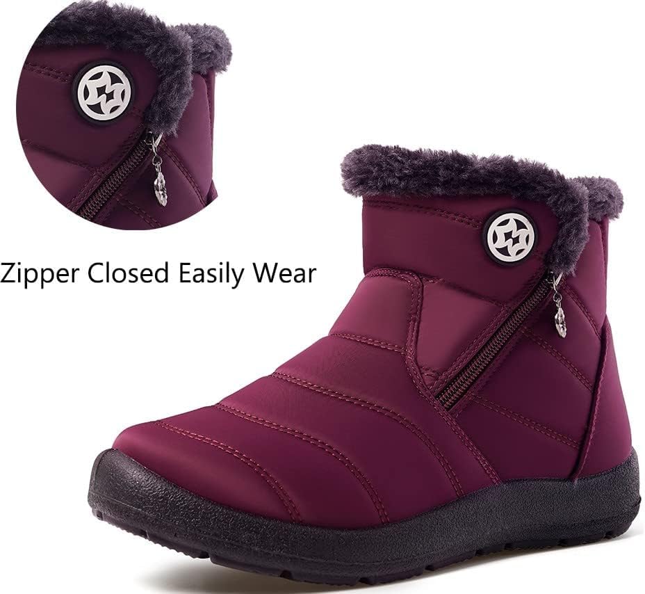 Eagsouni Snow Boots for Women Winter Waterproof Warm Zip Ankle Boots